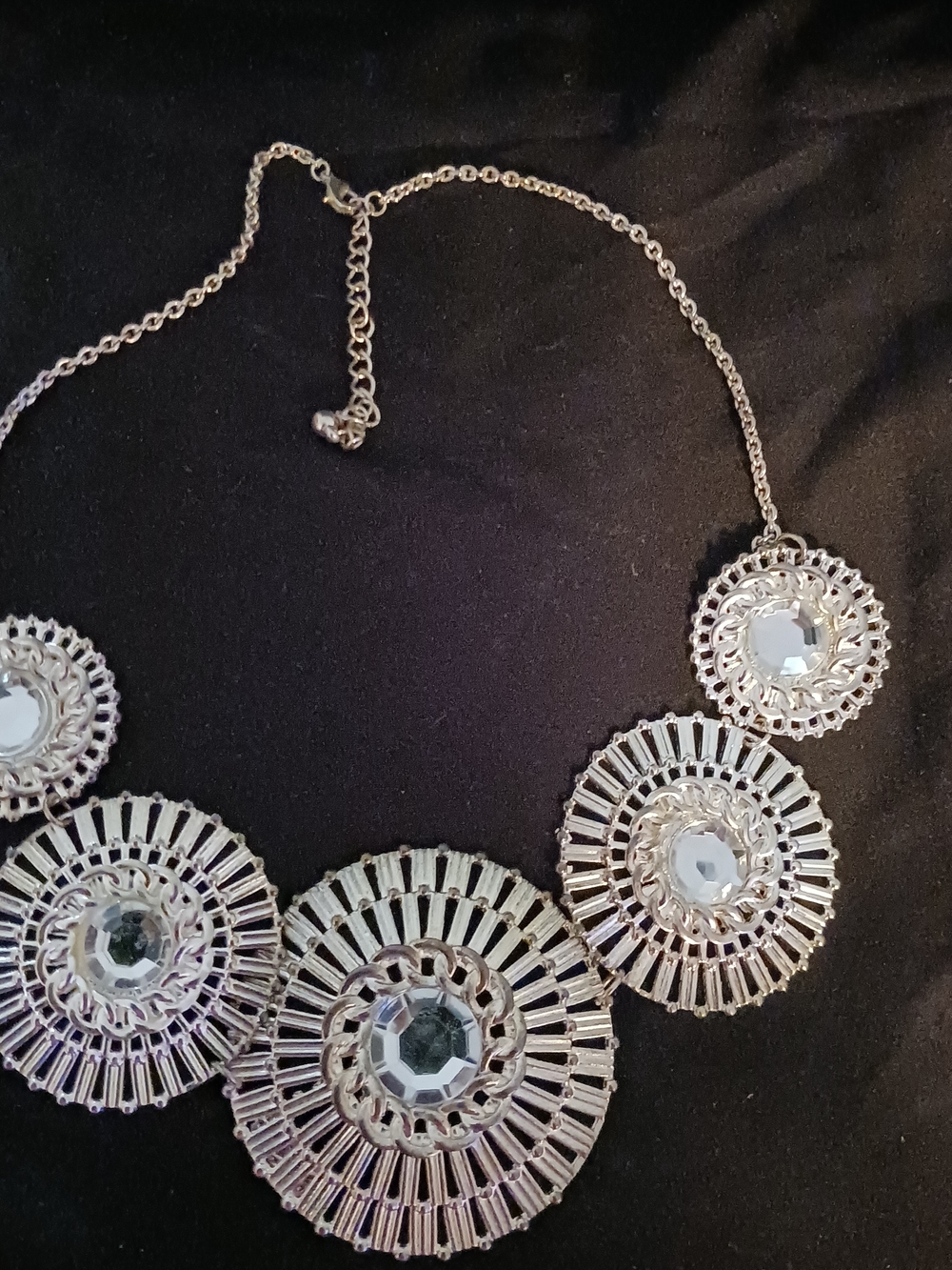 Silver Crystal Statement Necklace - Elegant Women Jewelry